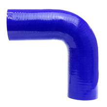 Load image into Gallery viewer, HPS HTSEC90-038-BLUE 3/8&quot; ID 4&quot; 4-ply Blue Silicone 90 Degree Elbow Coupler Hose