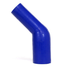 Load image into Gallery viewer, HPS HTSER45-050-062 1/2&quot;-5/8&quot; ID 2-1/2&quot; Blue Silicone 45 Deg. Elbow Reducer Hose