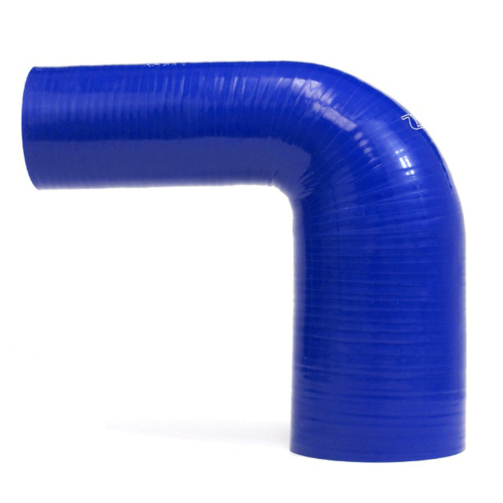 HPS HTSER90-050-062 1/2"-5/8" ID 4" Blue Silicone 90 Deg. Elbow Reducer Hose