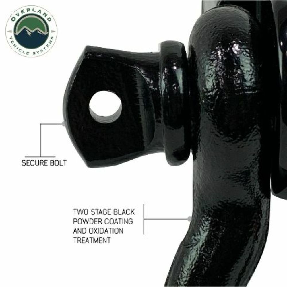 Overland 19109901 Receiver Mount Recovery Shackle 3/4" 4.75 Ton Black