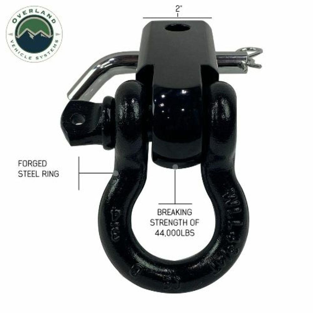 Overland 19109901 Receiver Mount Recovery Shackle 3/4" 4.75 Ton Black